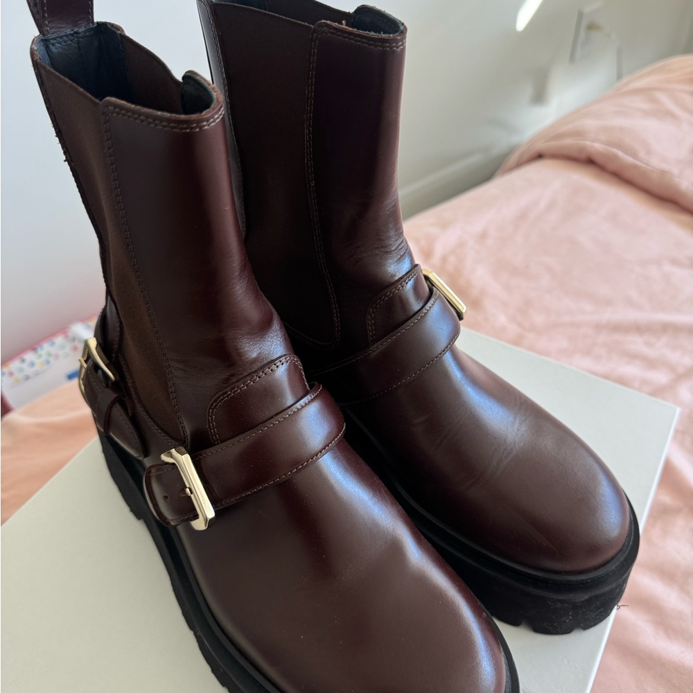 Sandro Leather Ankle Boots - Picture 4 of 7